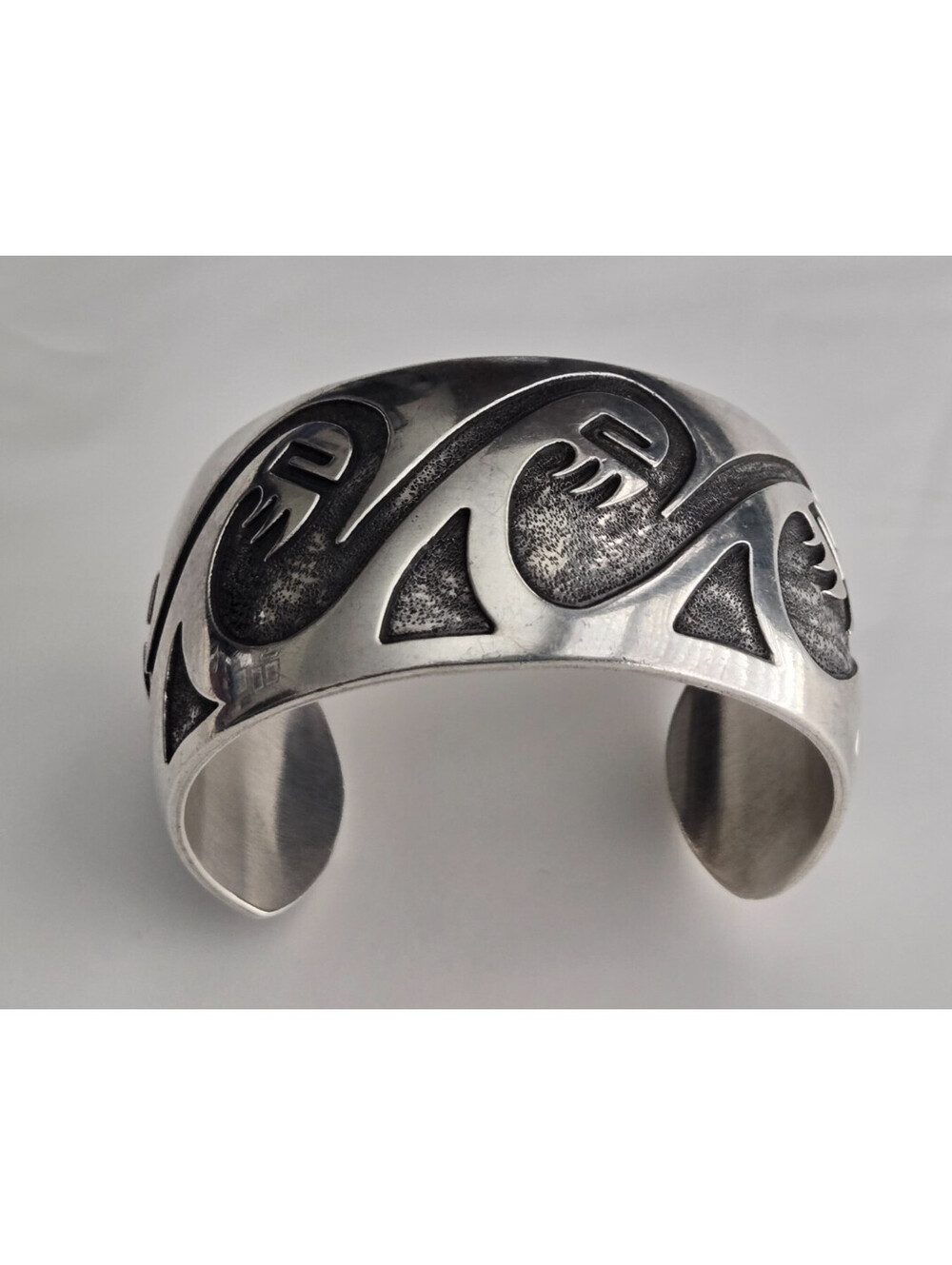 Vintage Hopi Sterling Silver Overlay Wave Cuff Bracelet 50.08g Signed KD